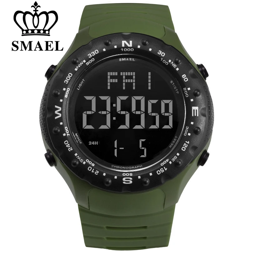 

SMAEL Men Sports Watches Countdown Double Time Watch Alarm Chrono Digital Wristwatches 50M Waterproof Relogio Masculino