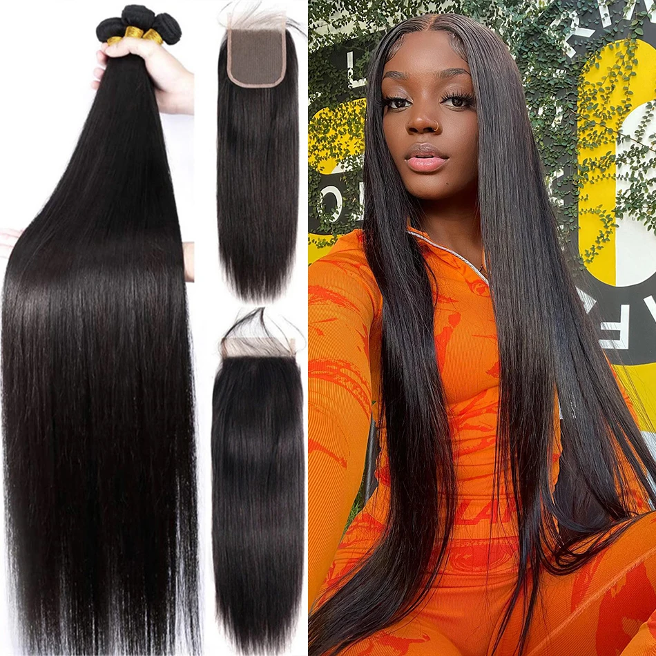 Cheap Long Straight Bundles With Closure Tussage Human Hair Brazilian Hair Weave Straight Extension With Lace Closure For Women
Cheap Long Straight Bundles With Closure Tussage Human Hair Brazilian Hair Weave Straight Extension With Lace Closure For Women