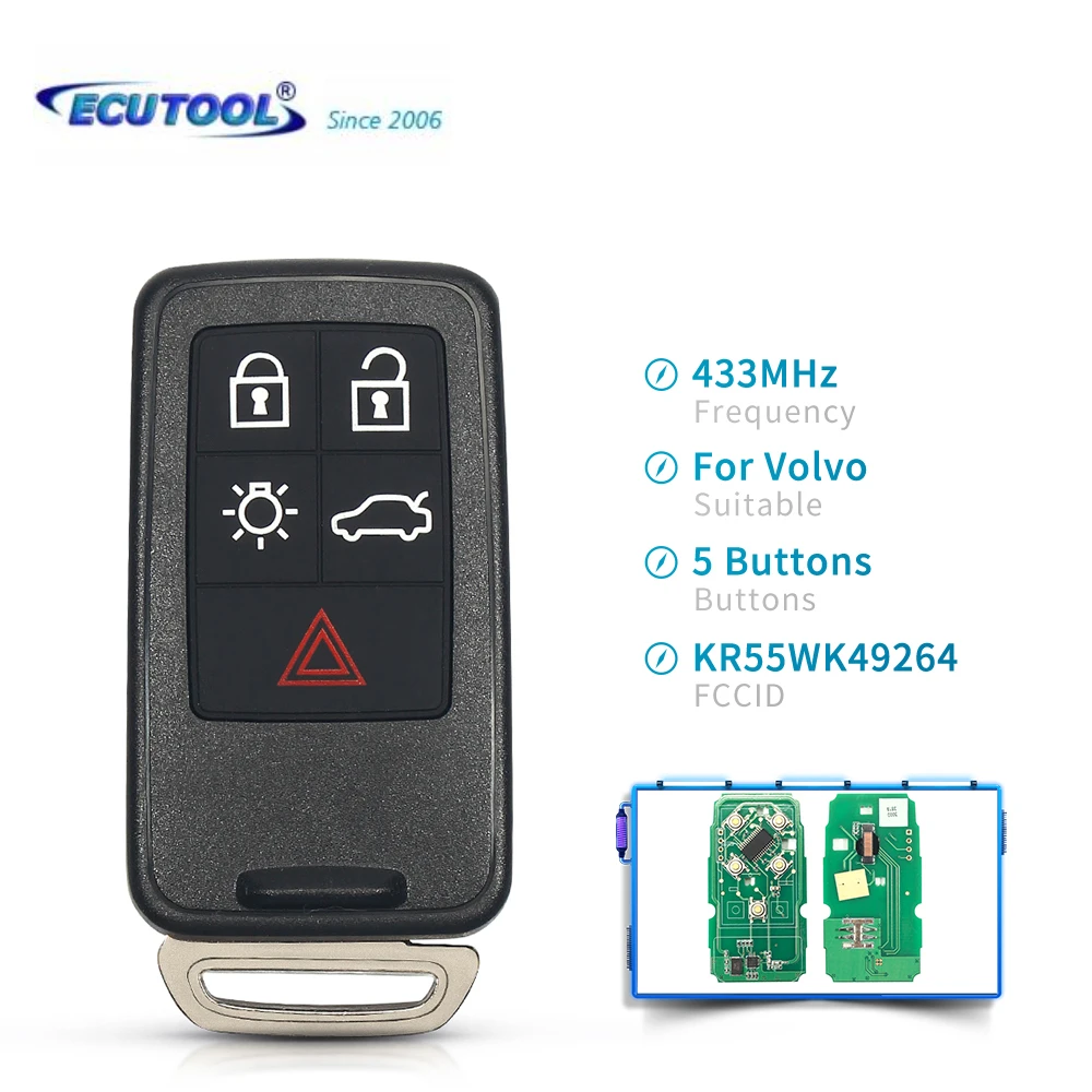 Keyless Entry Remote Fob KR55WK49264 For Volvo 2010-2017 XC60 2008-2016 XC70 S60 S60L V40 V60 S80 XC70 Car Key 433Mhz No Logo 
Keyless Entry Remote Fob KR55WK49264 For Volvo 2010-2017 XC60 2008-2016 XC70 S60 S60L V40 V60 S80 XC70 Car Key 433Mhz No Logo