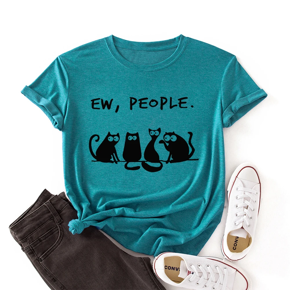 Woman Short Sleeve Colored Graphic Tees Summer T-Shirt Female Tops Shirts for Women Ew People Black Cats Animal Lovers
Woman Short Sleeve Colored Graphic Tees Summer T-Shirt Female Tops Shirts for Women Ew People Black Cats Animal Lovers