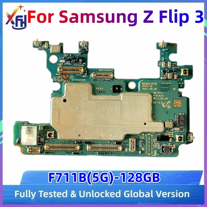 

5G 128GB Mainboard MB For Samsung Galaxy Z Flip 3 F711B Motherboard Unlocked Plate SM-F711B Original Logic Board With Full Chips