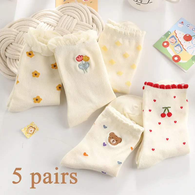 5 Pairs Women's Socks Middle Tube Socks Cute Japanese Spring Summer Soft Thin Cotton Socks Set High Quality
5 Pairs Women's Socks Middle Tube Socks Cute Japanese Spring Summer Soft Thin Cotton Socks Set High Quality