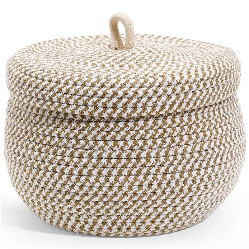 Cotton Storage Basket Round Basket With Lid Decorative Basket Organizing Basket Cotton Rope Lidded Basket Snack Storage Box
Cotton Storage Basket Round Basket With Lid Decorative Basket Organizing Basket Cotton Rope Lidded Basket Snack Storage Box