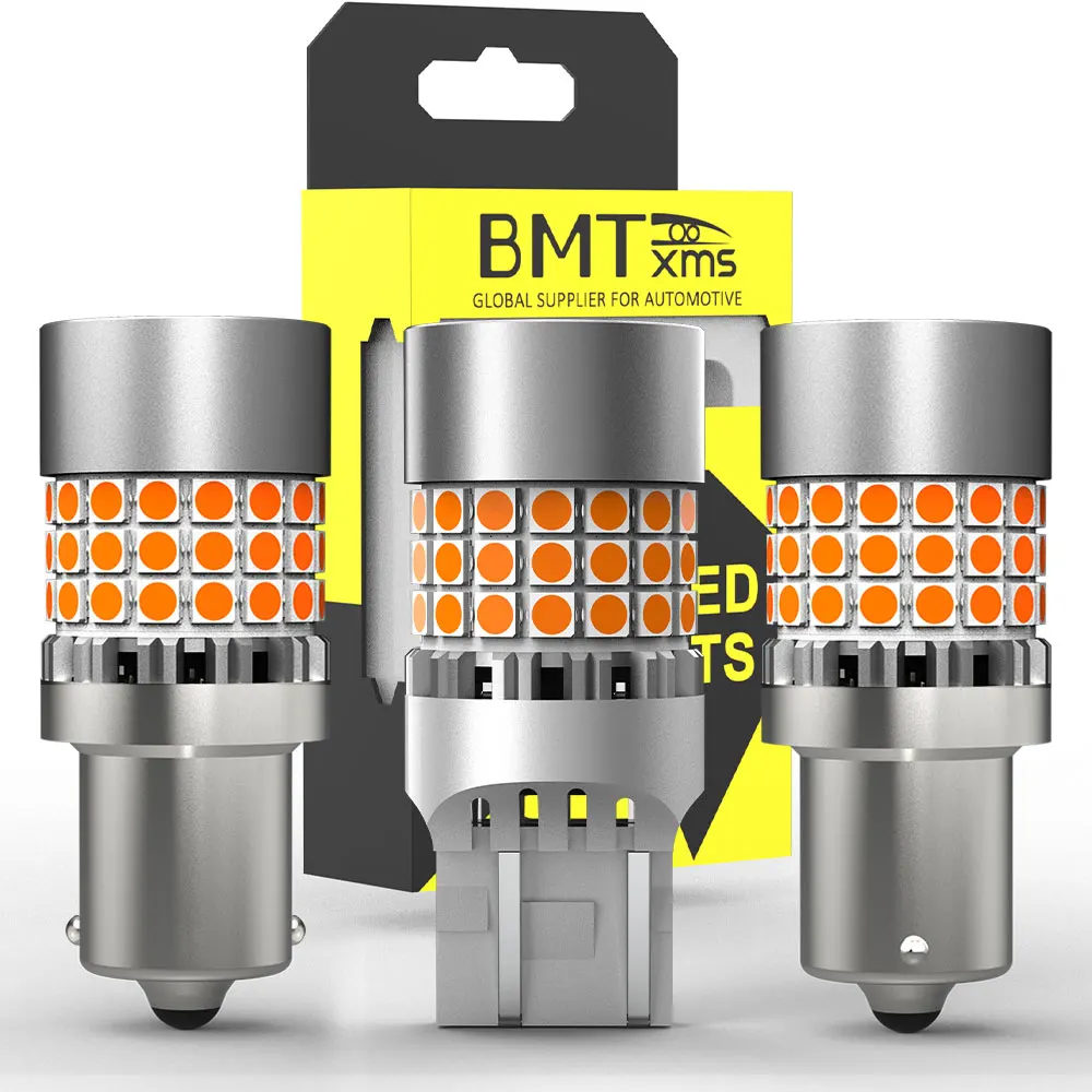 

BMTxms 2Pcs Canbus Amber T20 WY21W W21W 7443 7440 LED BA15S BAU15S 1156 P21W PY21W LED Turn Signal Light No Error No Hyper Flash