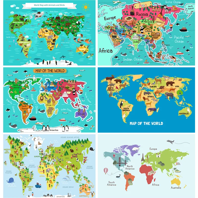 Vinyl Photography Backdrops Props Physical Map of The World Kids World Map With Animals and Objects Studio Background 22625-13
Vinyl Photography Backdrops Props Physical Map of The World Kids World Map With Animals and Objects Studio Background 22625-13