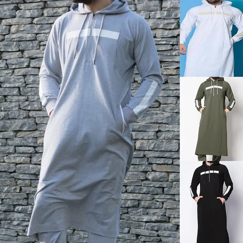 Men Thobe Robe Muslim Fashion Hooded Sweater Robe Middle East Dubai Arab Islamic Clothing Malaysia Abaya Robe 2022 Abayas 
Men Thobe Robe Muslim Fashion Hooded Sweater Robe Middle East Dubai Arab Islamic Clothing Malaysia Abaya Robe 2022 Abayas