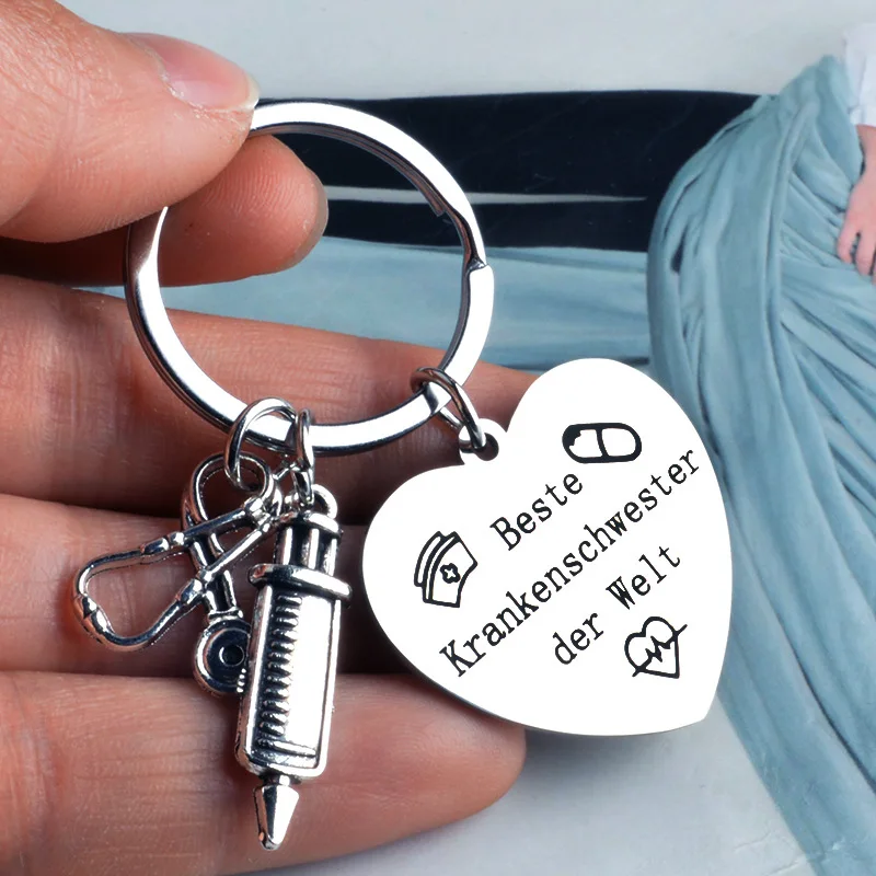 German Beste Krankenschwester Nurse KeyChain Stainless Steel Keyring Women DIY Jewelry Man Accessories Pendant Gift
German Beste Krankenschwester Nurse KeyChain Stainless Steel Keyring Women DIY Jewelry Man Accessories Pendant Gift