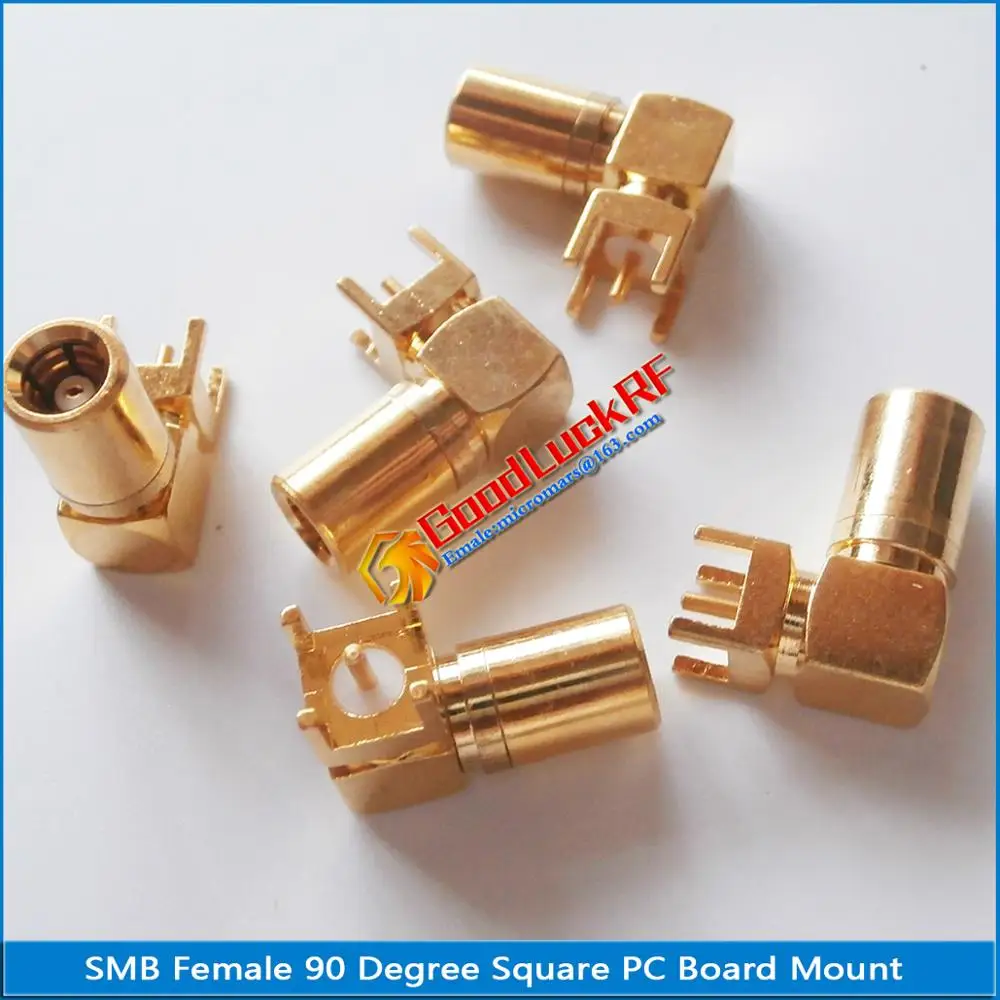 10X Pcs/lot RF Connector SMB Female Jack 90 Degree Right Angle Clamp Solder Square PCB PC Board Mount Gold Plated Coaxial
10X Pcs/lot RF Connector SMB Female Jack 90 Degree Right Angle Clamp Solder Square PCB PC Board Mount Gold Plated Coaxial