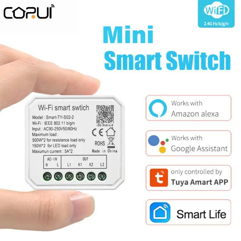 Tuya 5A WiFi Mini Smart Switch Module 1/2 Gang DIY Light Switches Smart Life Tuya Remote Control Work With Alexa Google Home
Tuya 5A WiFi Mini Smart Switch Module 1/2 Gang DIY Light Switches Smart Life Tuya Remote Control Work With Alexa Google Home