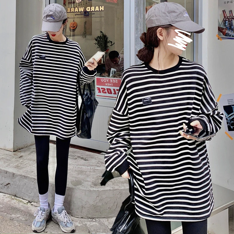 167# Autumn Striped Cotton Maternity Hoodies Loose Sweatshirt Clothes for Pregnant Women Ins Pregnancy Casual Tees Shirt Tops
167# Autumn Striped Cotton Maternity Hoodies Loose Sweatshirt Clothes for Pregnant Women Ins Pregnancy Casual Tees Shirt Tops