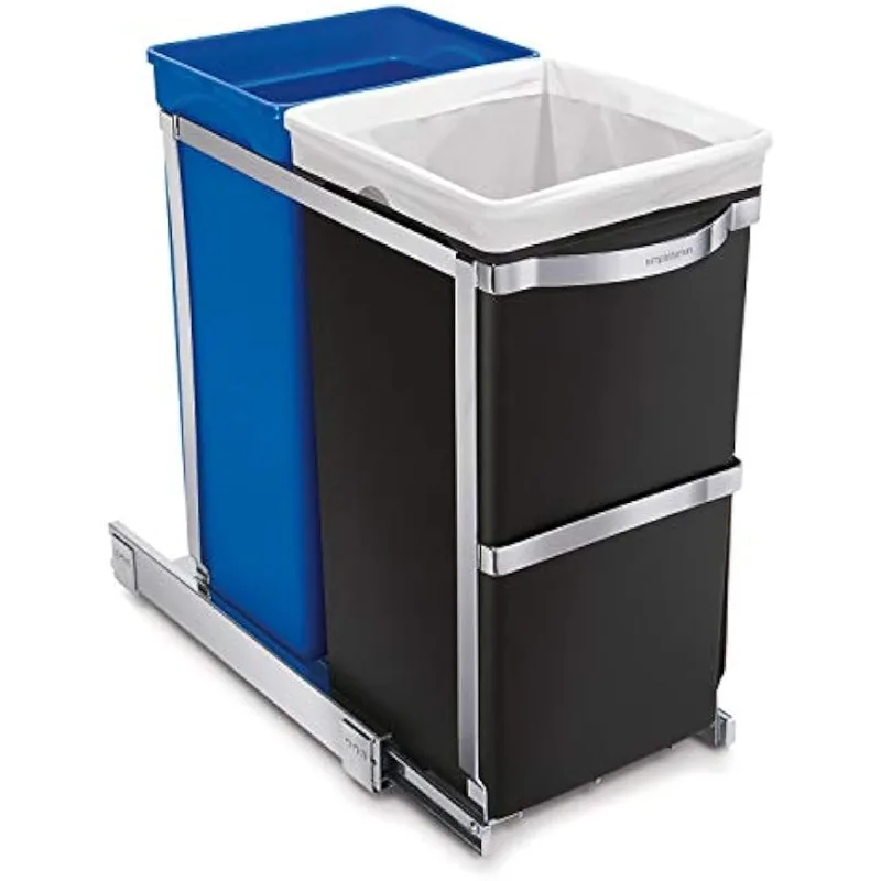 

35 литров/9,3 галлонов, двойное отделение под прилавок, кухонный шкаф, выдвижная корзина для переработки и мусорная корзина