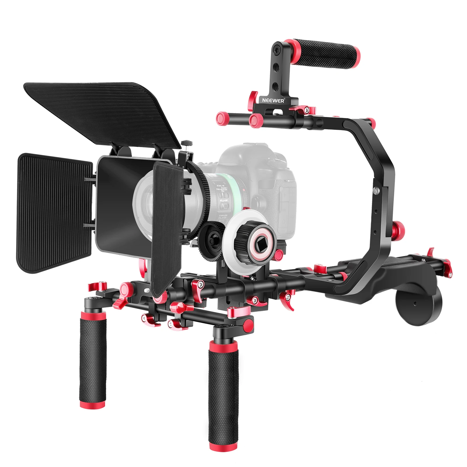 Neewer Shoulder Rig for DSLR Cameras and Camcorders, Movie Video Film Making System with Follow Focus,C-Shaped Bracket, Handgrip
Neewer Shoulder Rig for DSLR Cameras and Camcorders, Movie Video Film Making System with Follow Focus,C-Shaped Bracket, Handgrip