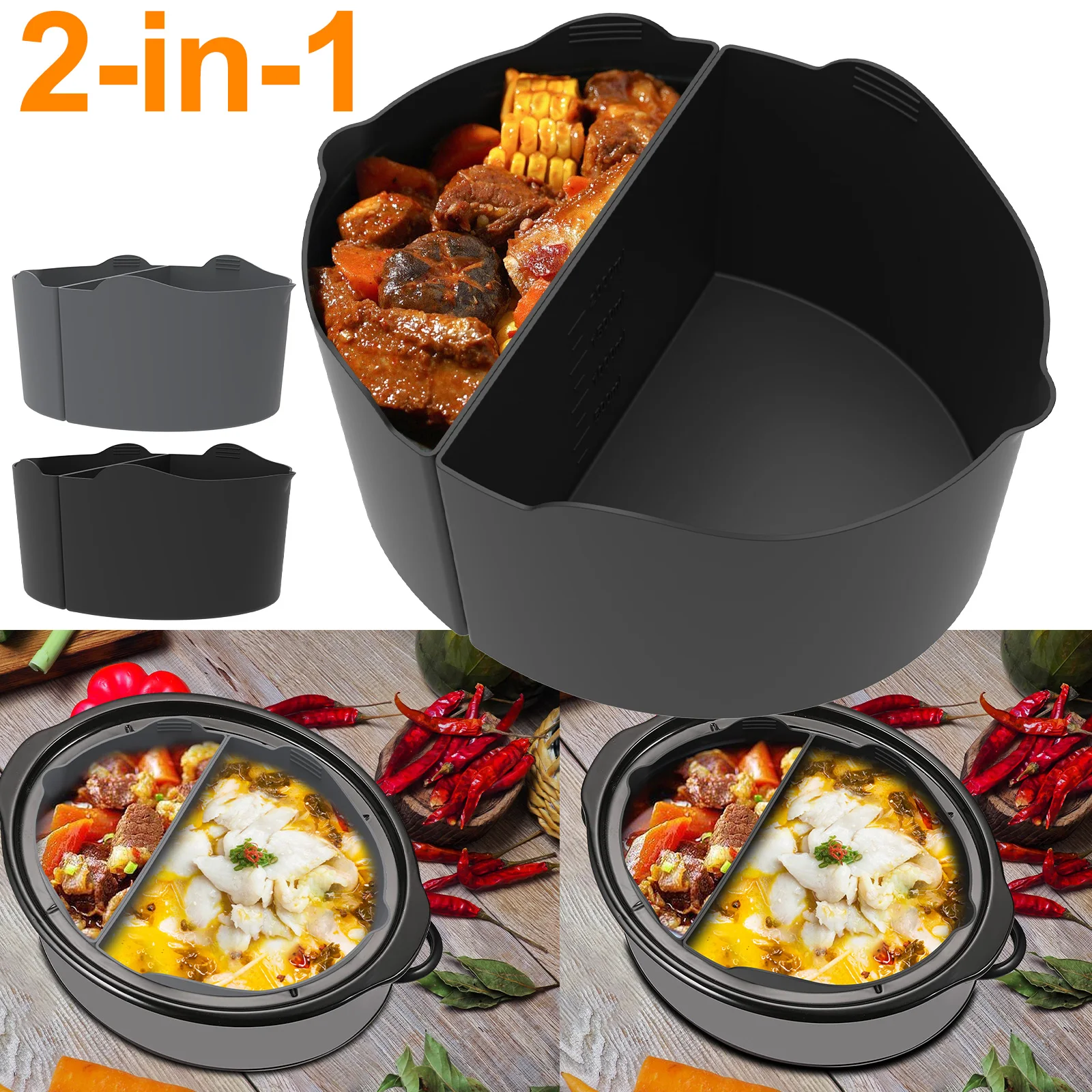 

Silicone Slow Cooker Divider Reusable Silicone Slow Cooker Liners BPA Free Leakproof Slow Cooker Insert Liner Dishwasher Safe