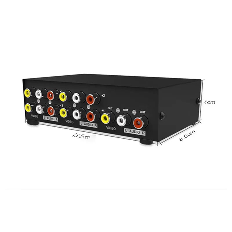 4-полосный Переключатель AV RCA переключатель 4-в-1 композитный видео L/R аудио 4 входа