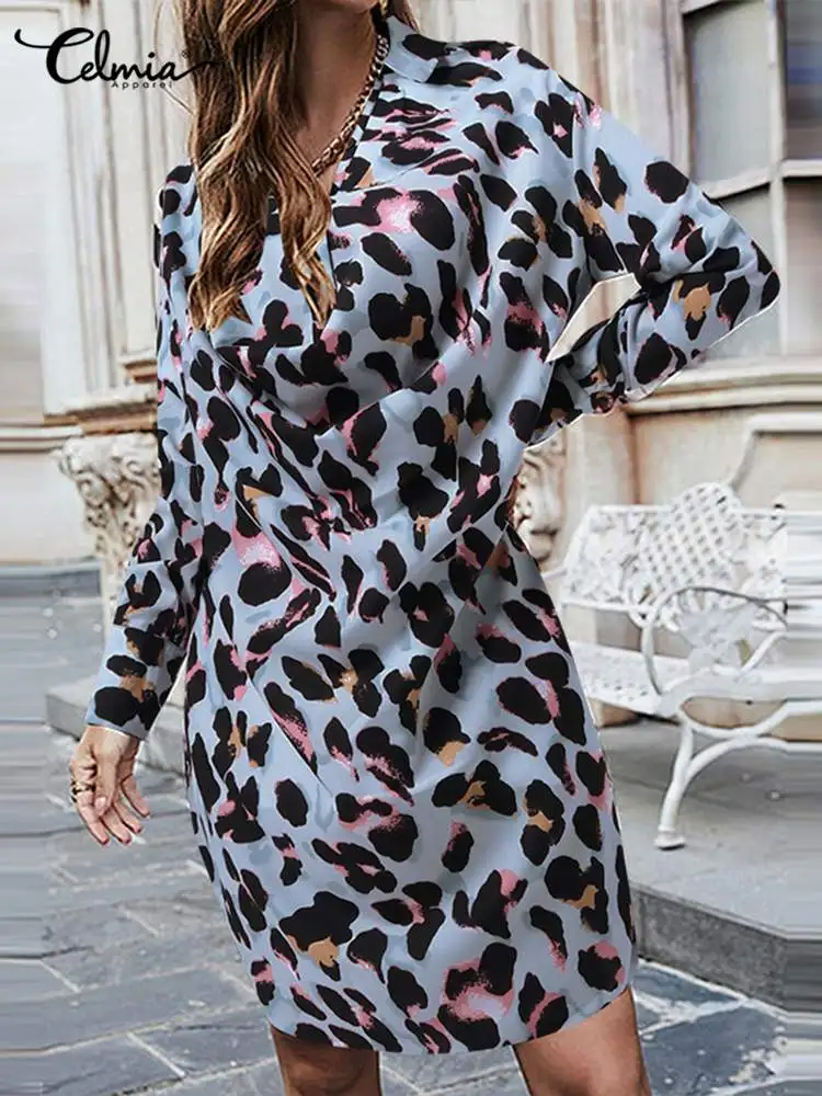 Celmia Women Leopard Printed Mini Dress Casual Long Sleeve Lapel Cowl Neck Shirt Vestido 2022 Summer Streetwear Short Sundress
Celmia Women Leopard Printed Mini Dress Casual Long Sleeve Lapel Cowl Neck Shirt Vestido 2022 Summer Streetwear Short Sundress