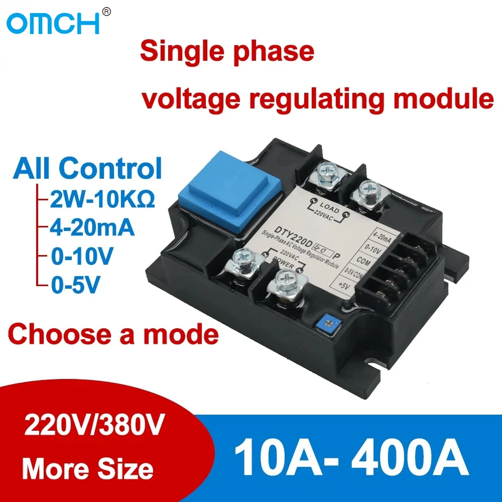 DTY single phase ac voltage regulator module 40A 60A 80A 100A 120A 200A SSR 4-20mA 0-10V 0-5V potentiometer control
DTY single phase ac voltage regulator module 40A 60A 80A 100A 120A 200A SSR 4-20mA 0-10V 0-5V potentiometer control