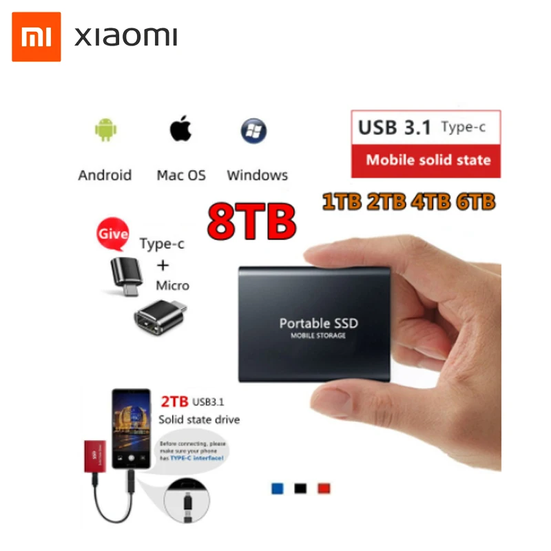Портативный мобильный жесткий диск usb, HD SSD 4 ТБ, 2 ТБ 6 ТБ, 8 ТБ, Type C, ударопрочный твердотельный накопитель из алюминиевого сплава, скорость пер...
Портативный мобильный жесткий диск usb, HD SSD 4 ТБ, 2 ТБ 6 ТБ, 8 ТБ, Type C, ударопрочный твердотельный накопитель из алюминиевого сплава, скорость пер...