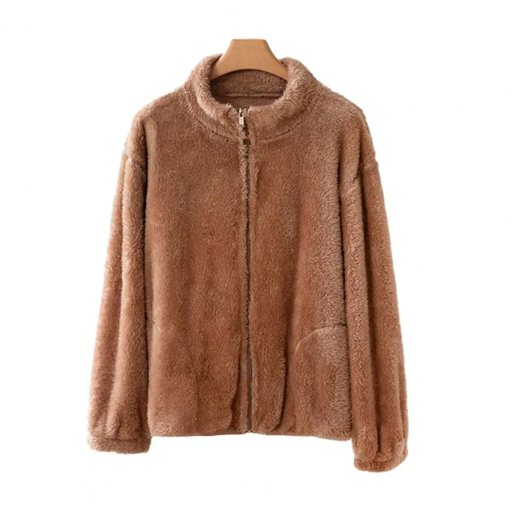 Pockets Lady Jacket Cozy Stand Collar Winter Coat Soft Plush Thick Long Sleeve Zip Up Cardigan with Pockets Stylish for Women
Pockets Lady Jacket Cozy Stand Collar Winter Coat Soft Plush Thick Long Sleeve Zip Up Cardigan with Pockets Stylish for Women