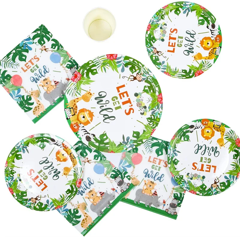 Jungle Animal Birthday Party Decorations Disposable Tableware Sets Woodland Safari Baby Shower Kids Gender Reveal Party Supplies
Jungle Animal Birthday Party Decorations Disposable Tableware Sets Woodland Safari Baby Shower Kids Gender Reveal Party Supplies