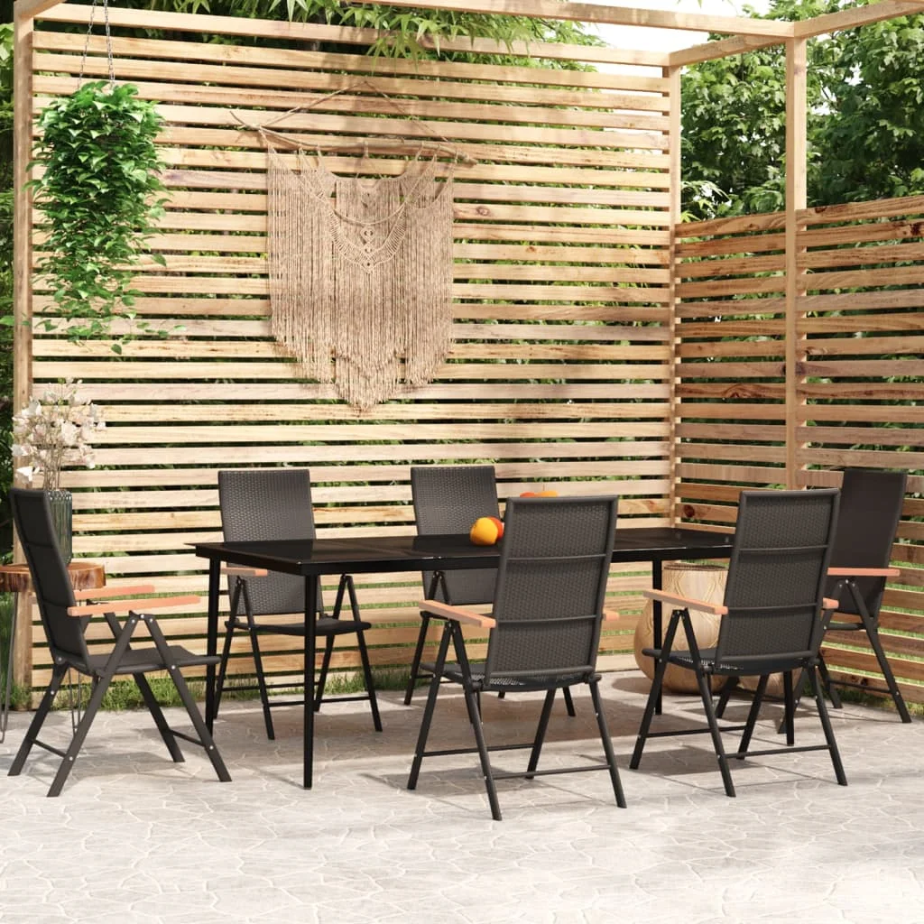 7 Piece Garden Dining Set,Patio Table and Chair Set, Black 
7 Piece Garden Dining Set,Patio Table and Chair Set, Black