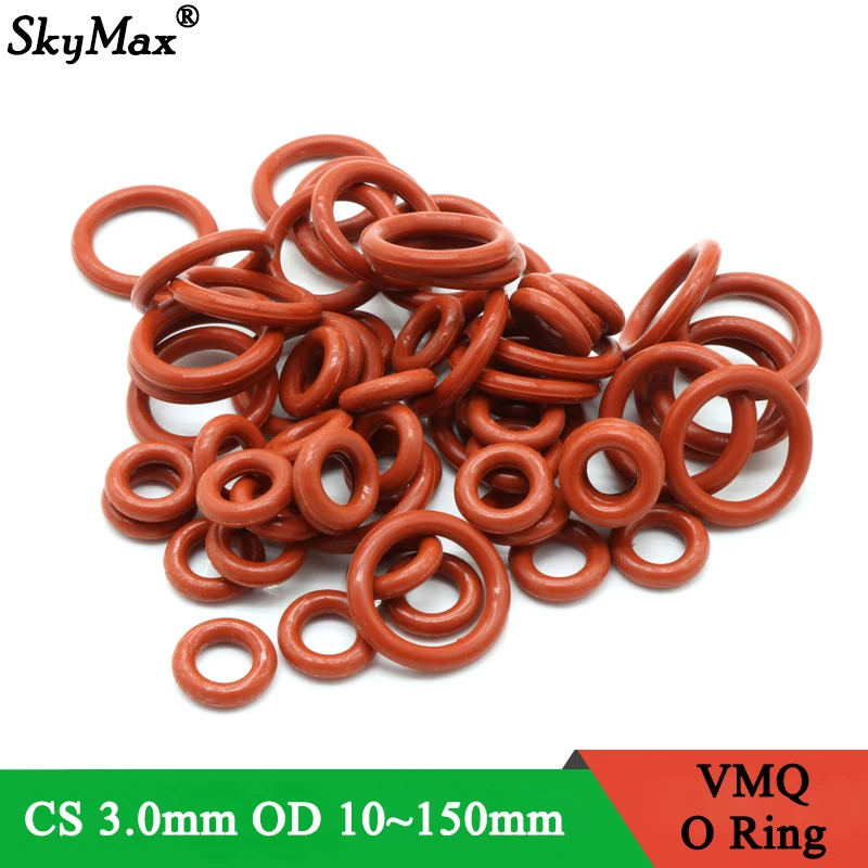 10Pcs VMQ O Ring Seal Gasket Thickness CS 3mm OD 10 ~ 150mm Silicone Rubber Insulated Waterproof Washer Round Shape Nontoxi Red
10Pcs VMQ O Ring Seal Gasket Thickness CS 3mm OD 10 ~ 150mm Silicone Rubber Insulated Waterproof Washer Round Shape Nontoxi Red
