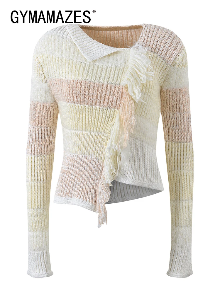 Женский трикотажный свитер с кисточками, круглым вырезом и длинным рукавом
Женский трикотажный свитер с кисточками, круглым вырезом и длинным рукавом