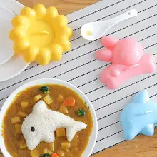 4 pcs/set DIY Kids Bento Tool Curry Rice Mold Japanese Style Integrated PP Material Rabbit Dolphin Sushi Molds Kitchen Supplies