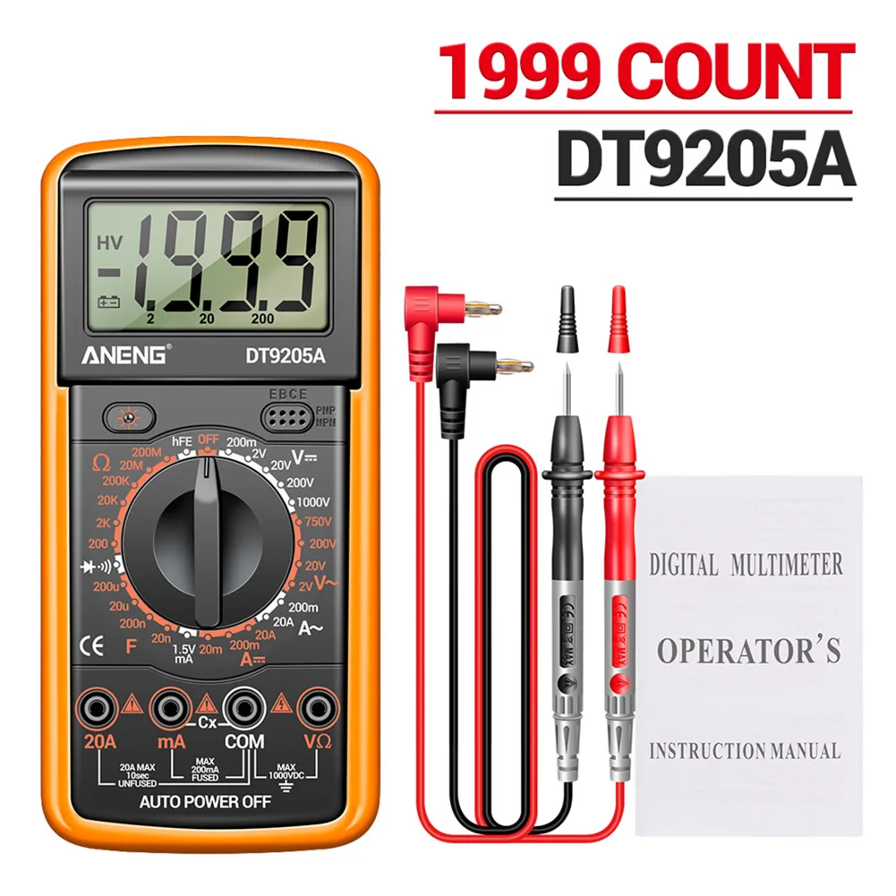 DT9205A Digital Multimeter Transistor Tester Capacitor RMS Tester Capacitance Meter Electrical Measuring Testing Tools Supplies
DT9205A Digital Multimeter Transistor Tester Capacitor RMS Tester Capacitance Meter Electrical Measuring Testing Tools Supplies