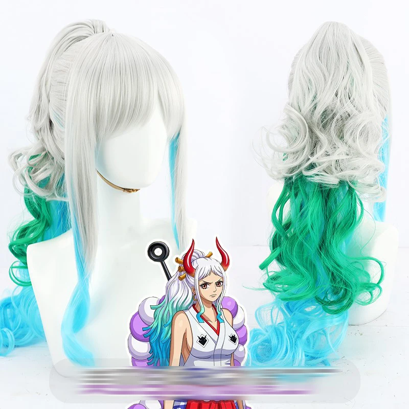 Anime One Piece Yamato Cosplay Wig 70cm Long Silver Blue Green Mixed Ponytail Halloween Costume Party Wigs + Free Wig Cap
Anime One Piece Yamato Cosplay Wig 70cm Long Silver Blue Green Mixed Ponytail Halloween Costume Party Wigs + Free Wig Cap