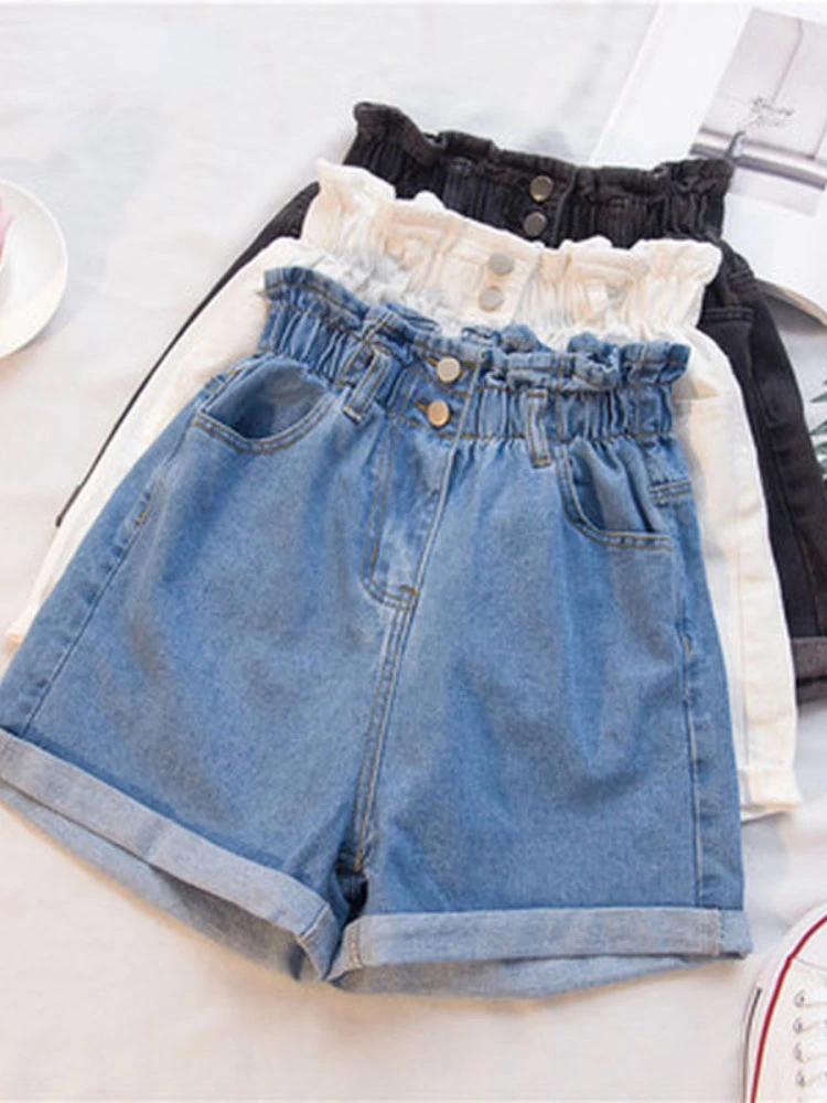 Summer Black Women Denim Shorts Women S-5XL Harem Ruffled White Blue High Waisted Shorts Female Elastic Short Jeans
Summer Black Women Denim Shorts Women S-5XL Harem Ruffled White Blue High Waisted Shorts Female Elastic Short Jeans