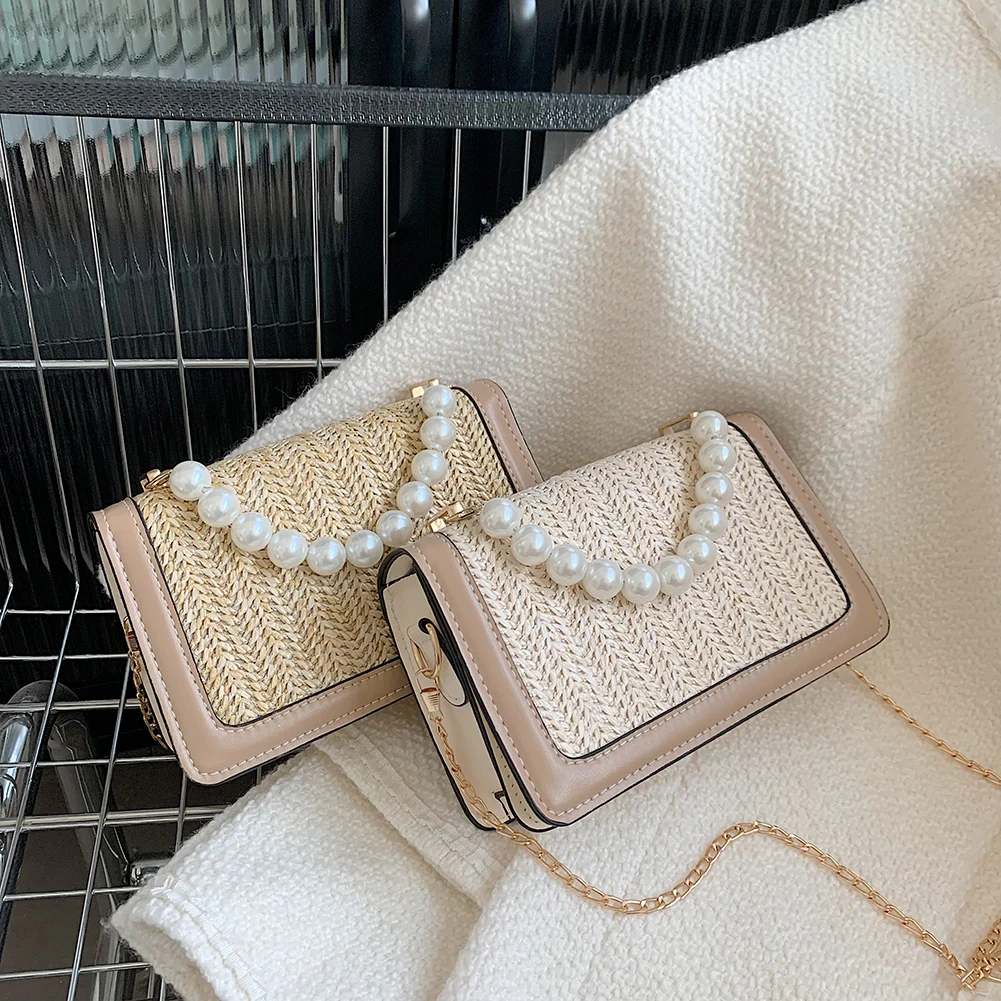 Straw Women Messenger Bag Woven Leather Beach Shoulder Pearl Handle Handbags for Women Storage Handmade Tote
Straw Women Messenger Bag Woven Leather Beach Shoulder Pearl Handle Handbags for Women Storage Handmade Tote