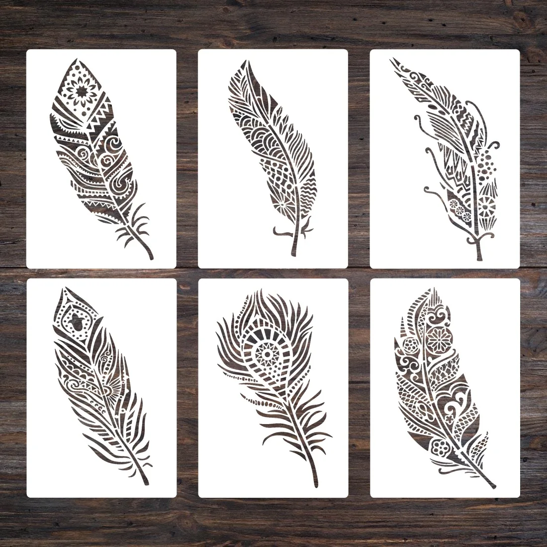 6Pcs/Lot 26cm Mandala Feather DIY Layering Stencils Wall Painting Scrapbook Coloring Embossing Album Decorative Template
6Pcs/Lot 26cm Mandala Feather DIY Layering Stencils Wall Painting Scrapbook Coloring Embossing Album Decorative Template