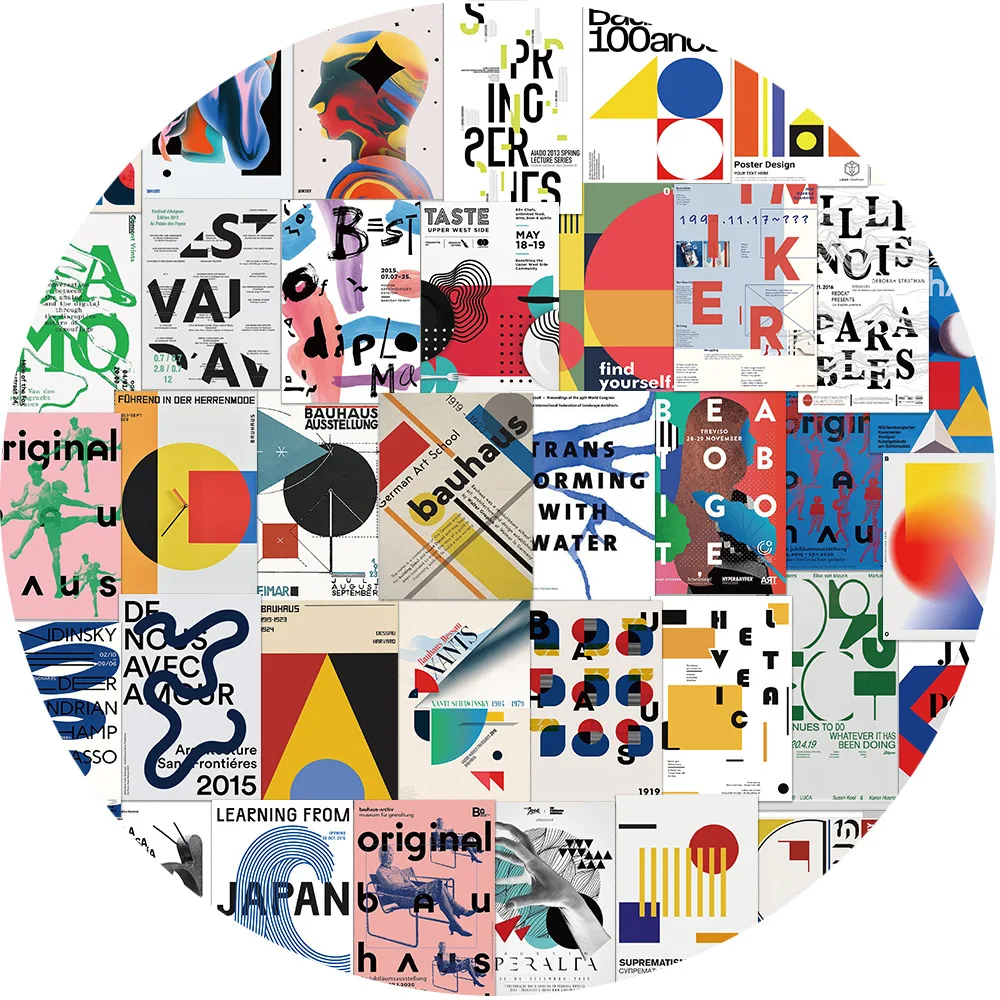 40pcs Bauhaus Modern Geometric Abstract Art Poster Stickers Aesthetic Decals for Laptop Guitar Phone Guitar Graffiti Stickers
40pcs Bauhaus Modern Geometric Abstract Art Poster Stickers Aesthetic Decals for Laptop Guitar Phone Guitar Graffiti Stickers