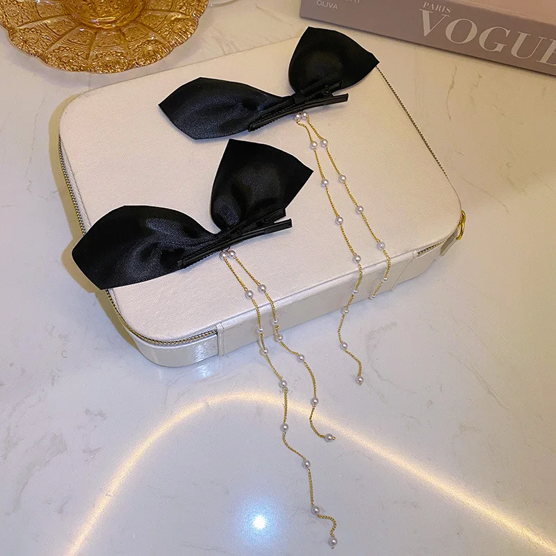 A Pair Of Flannelette Bow Knot Long Pearl Tassel Hair Clips Duck Bill Clip Korean Temperament Ornaments Simple Personality
A Pair Of Flannelette Bow Knot Long Pearl Tassel Hair Clips Duck Bill Clip Korean Temperament Ornaments Simple Personality