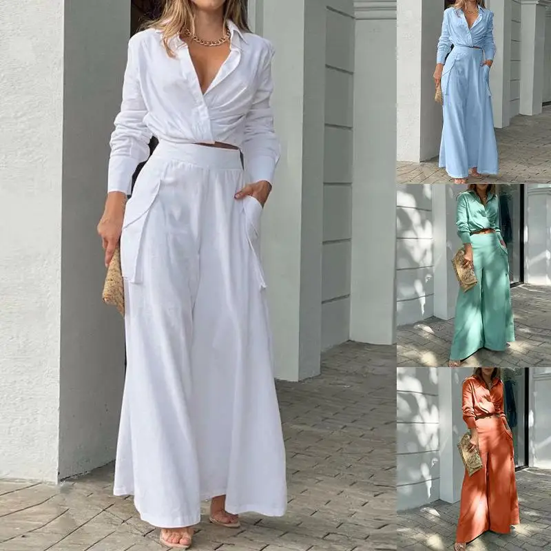 Elegant Women's Shirt+Pants 2 Piece Set 2023 Spring/Summer Stylish Solid Color Loose Wide Leg Pants Casual Suit S-XXXL
Elegant Women's Shirt+Pants 2 Piece Set 2023 Spring/Summer Stylish Solid Color Loose Wide Leg Pants Casual Suit S-XXXL