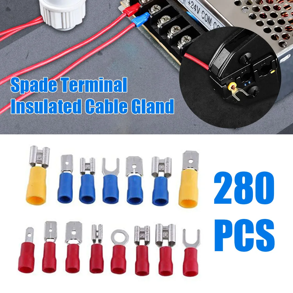 280Pcs Assorted Spade Terminals Insulated Cable Connector Electrical Wire Crimp Butt Ring Fork Set Ring Lugs Rolled Kit
280Pcs Assorted Spade Terminals Insulated Cable Connector Electrical Wire Crimp Butt Ring Fork Set Ring Lugs Rolled Kit