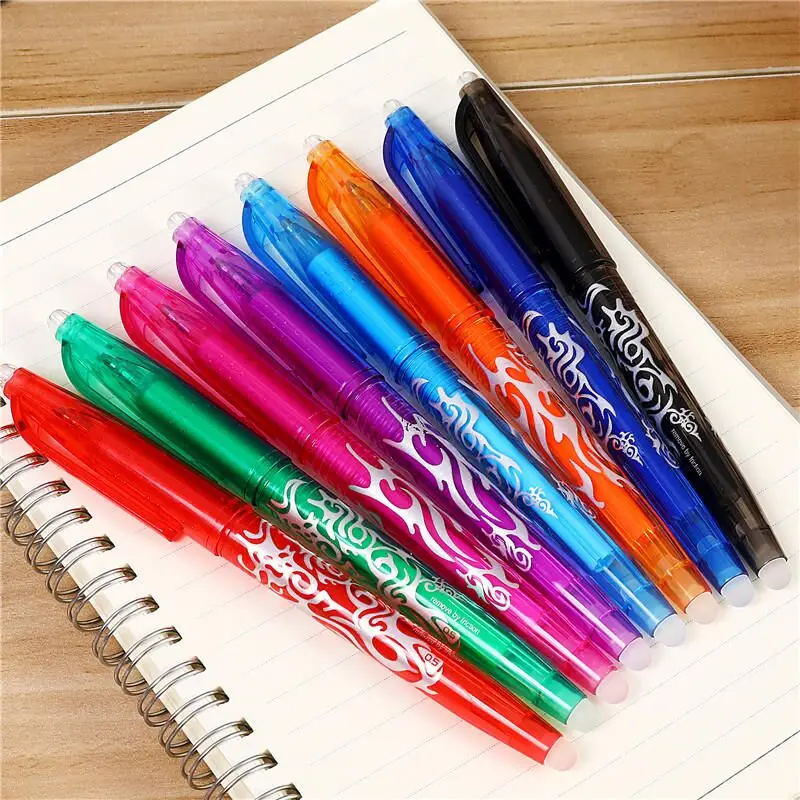 

8Pcs/Set Erasable Gel Pen 0.5mm Bullet Tip Blue Black Red Ink Refill Rods 8 Color Writing Drawing Painting Washable Handle