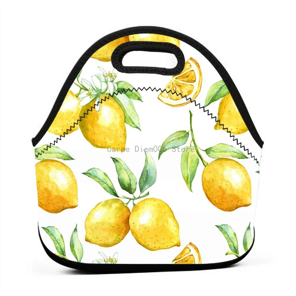 

Lemon Neoprene Lunch Bag Insulated Reusable College School Traveling Bento Box for Women Teens Boys Teenage
