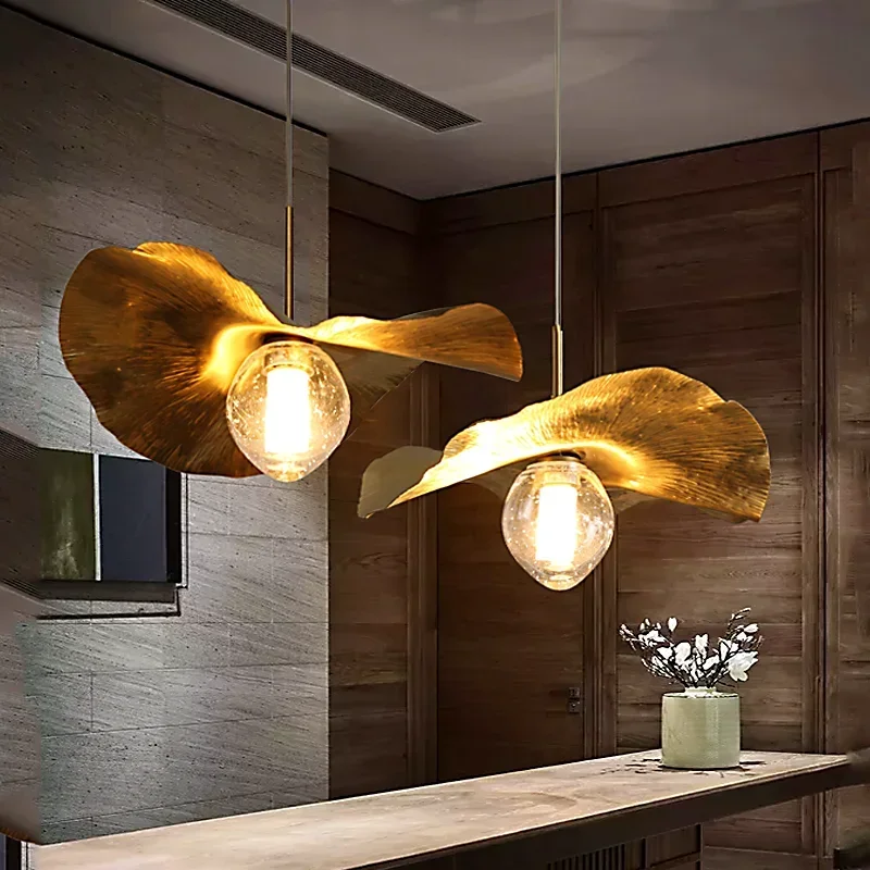 

Nordic modern chandelier pendant light kitchen lotus ceiling lamp living room lightning cuisine copper home bedroomdecorativos