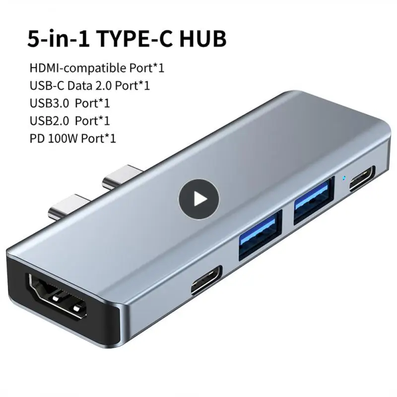 

4 порта Usb-c Hub Usb2.0/usb3.0 Pd 60 Вт, зарядка 5 в 1, двойной концентратор типа c Mini 4k HDMI-совместимый адаптер, новинка, высокая скорость, Лидер продаж