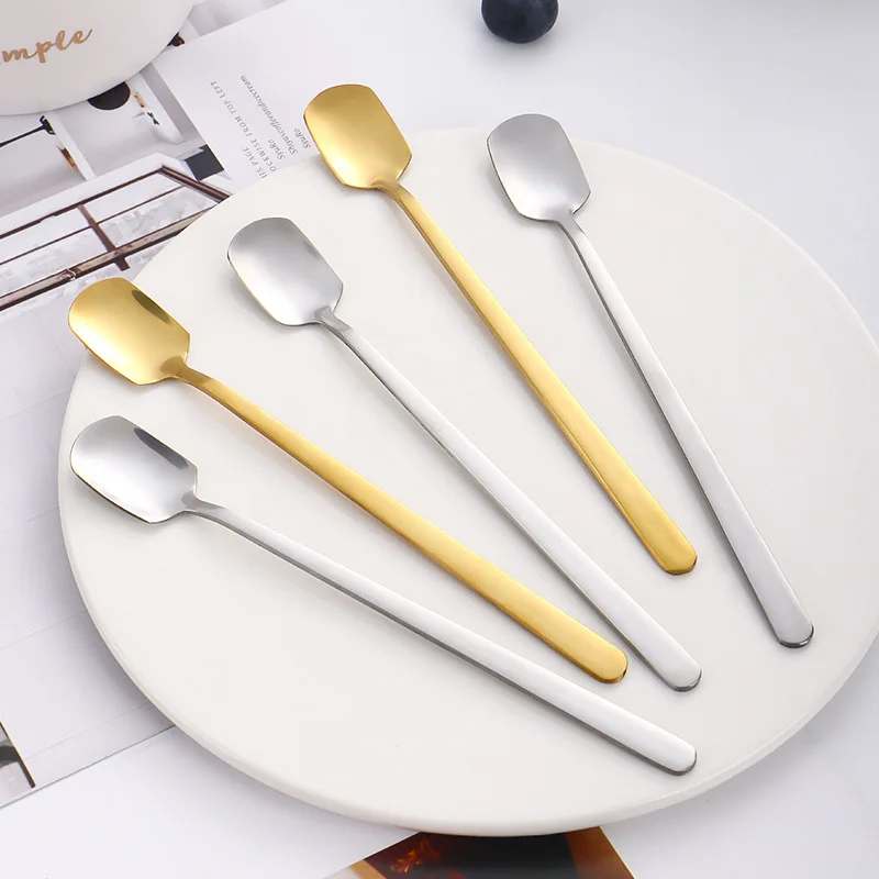 Stainless Steel Spoon Creative Square Head Dessert Coffee Stirring Spoon Household Tableware Long Handle Spoon Small Soup Spoon
Stainless Steel Spoon Creative Square Head Dessert Coffee Stirring Spoon Household Tableware Long Handle Spoon Small Soup Spoon