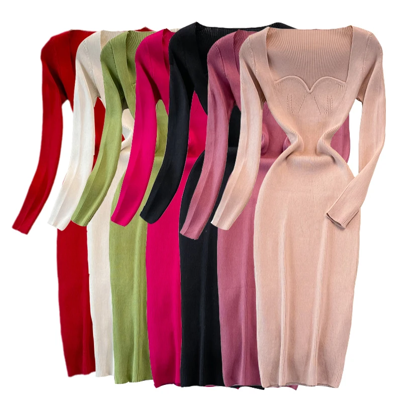 Elegant Sexy base dress low-neck leaky clavicle Tight stretch autumn waist hip elastic knitted dresses female winter knit dress
Elegant Sexy base dress low-neck leaky clavicle Tight stretch autumn waist hip elastic knitted dresses female winter knit dress