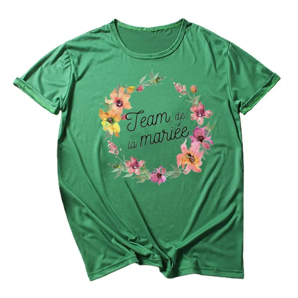 Casual T-shirt O-Neck Tee Shirt Short Sleeve Breathable Girls T-shirt Team Bride Letter Flower Print Pullover Top Streetwear
Casual T-shirt O-Neck Tee Shirt Short Sleeve Breathable Girls T-shirt Team Bride Letter Flower Print Pullover Top Streetwear