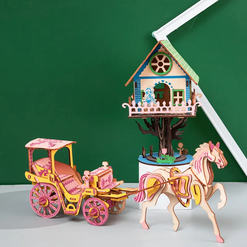 Wooden 3D jigsaw puzzle carousel elementary school students DIY Puzzle Toys Children's gifts
Wooden 3D jigsaw puzzle carousel elementary school students DIY Puzzle Toys Children's gifts