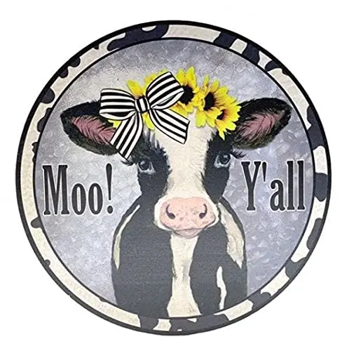 Moo! Y'all! Cow Sign, Cow Sign, Sunflowers and Cow Sign Round Kitchen Bar Cafe Gas Station Garage Retro Wall Decor 12"x12" Inch
Moo! Y'all! Cow Sign, Cow Sign, Sunflowers and Cow Sign Round Kitchen Bar Cafe Gas Station Garage Retro Wall Decor 12"x12" Inch