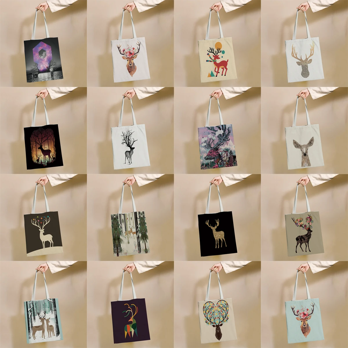 Cute Reindeer Creative Pattern Reusable Shopping Bag Canvas Tote Bags Printing Eco Bag Shopper Shoulder Bags
Cute Reindeer Creative Pattern Reusable Shopping Bag Canvas Tote Bags Printing Eco Bag Shopper Shoulder Bags