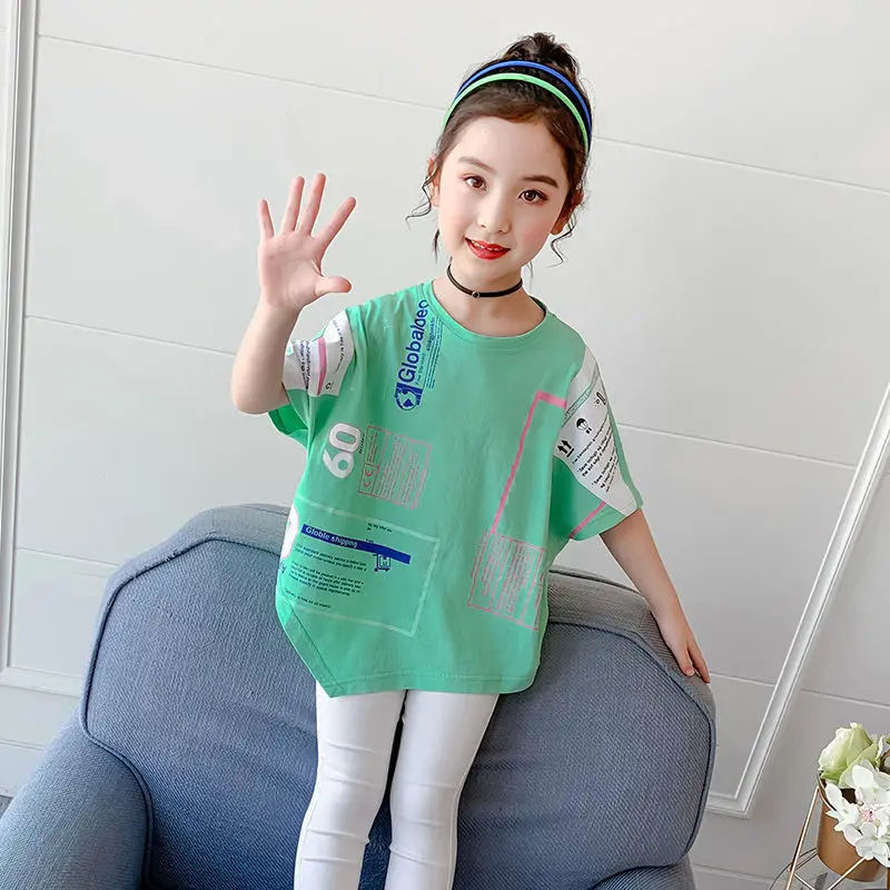 Summer Girls Cotton Short-Sleeved T-Shirt New Korean Version Of the Big Boy Western Style Wild Shirt Girl Summer Loose Top
Summer Girls Cotton Short-Sleeved T-Shirt New Korean Version Of the Big Boy Western Style Wild Shirt Girl Summer Loose Top