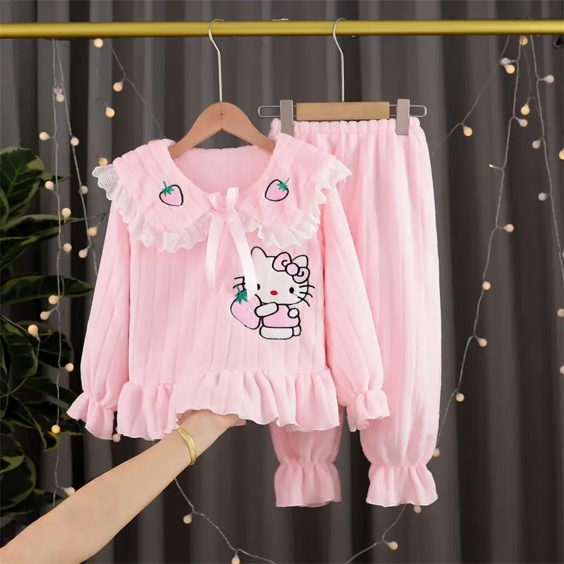 New Kawaii Hello Kitty Kids Pajama Set Cute Cartoon Anime Summer Girls Thin Short Sleeve Homewear Nightgown Women Children Gifts
New Kawaii Hello Kitty Kids Pajama Set Cute Cartoon Anime Summer Girls Thin Short Sleeve Homewear Nightgown Women Children Gifts