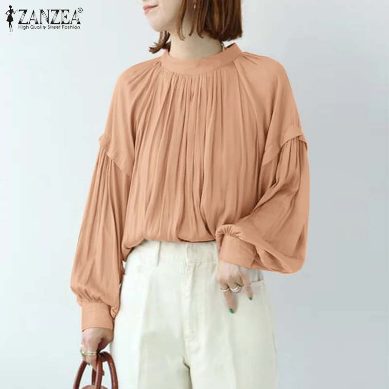 Loose Office Tunic Tops Fashion Women Ruffle Blouse ZANZEA Casual Solid O Neck Shirt Spring Full Lantern Sleeve Chemise Female
Loose Office Tunic Tops Fashion Women Ruffle Blouse ZANZEA Casual Solid O Neck Shirt Spring Full Lantern Sleeve Chemise Female