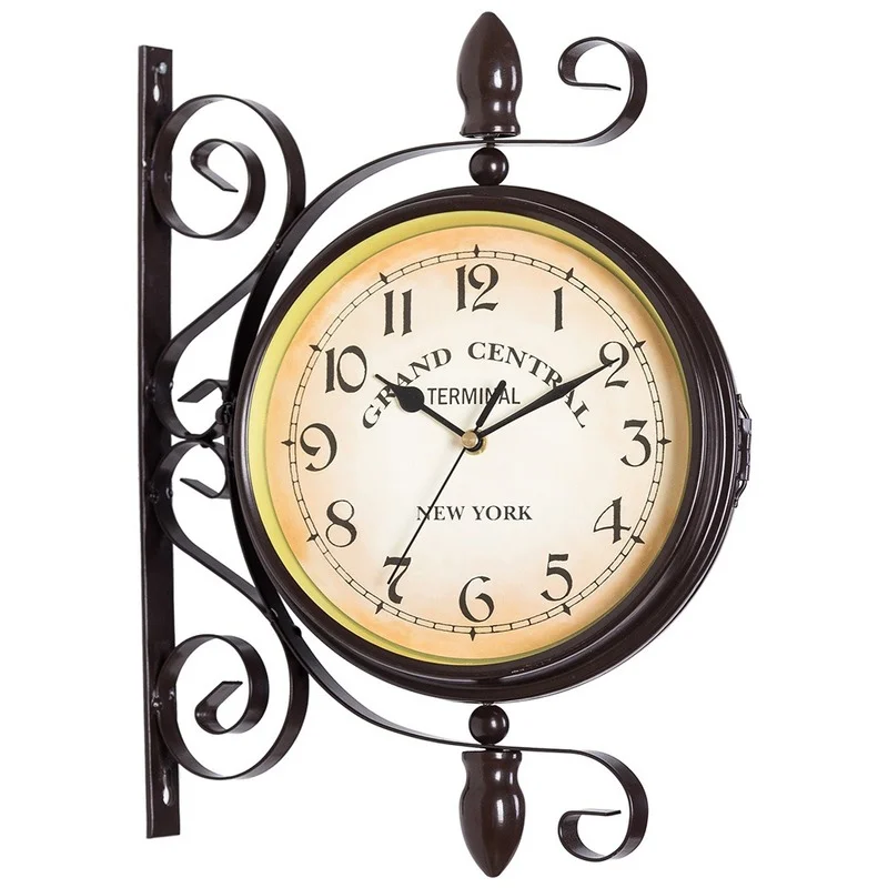 Two-sided Metal Wall Clock Vintage Silent Living Room Double Face Clocks Iron Bell American Wall Watch Horloge Mural Decor
Two-sided Metal Wall Clock Vintage Silent Living Room Double Face Clocks Iron Bell American Wall Watch Horloge Mural Decor